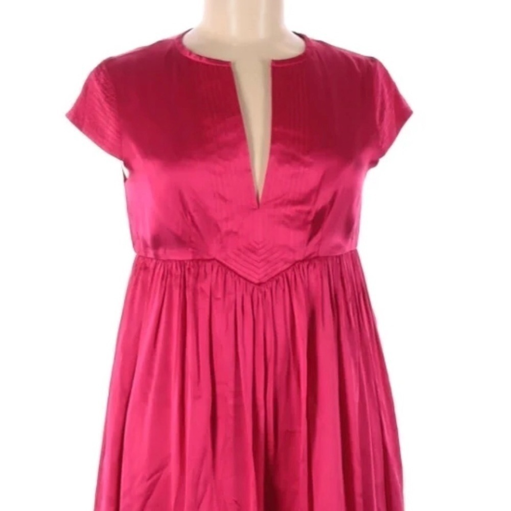 MAGGY LONDON PINK SILK A LINE DRESS